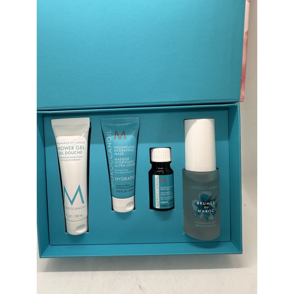 Moroccanoil 4pc Travel Gift Set Brumes du Maroc Treatment Mask Shower Gel